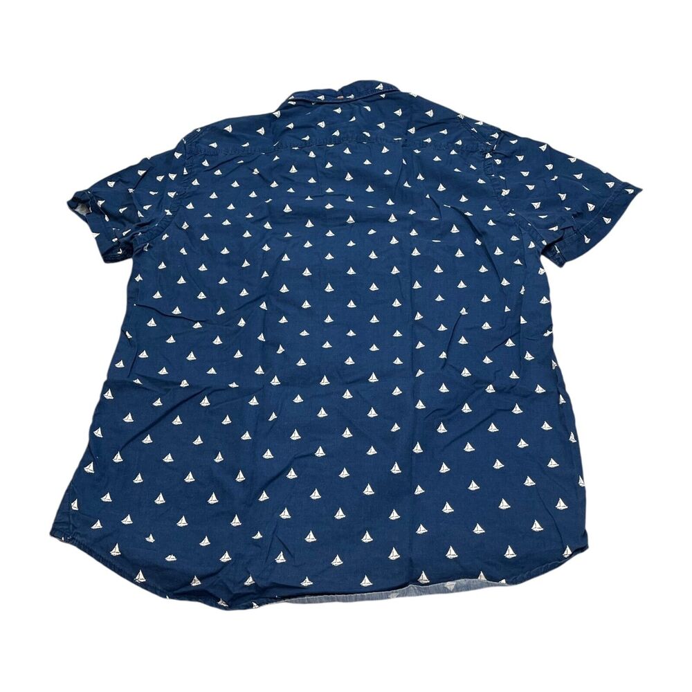 Denim & Flower Shirt Men's Large Navy Sailboat Print Cotton Slim Fit Button-Down - Picture 3 of 8